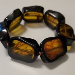 Black and Amber COLOR Beaded Bracelet